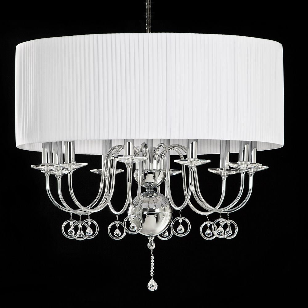 Modern Polished Chrome Crystal Chandelier In Glass And Chrome Modern Chandeliers (View 3 of 15)