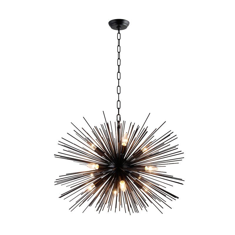 Nelly 12 Light Sputnik Sphere Chandelier & Reviews | Allmodern Throughout Gold And Wood Sputnik Orb Chandeliers (View 10 of 15)