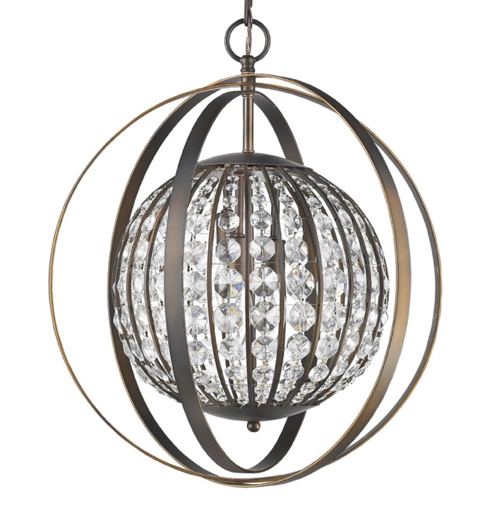 Olivia Oil Rubbed Bronze Crystal Sphere Pendant 18"wx21"h Regarding Bronze Sphere Foyer Pendant (View 9 of 15)