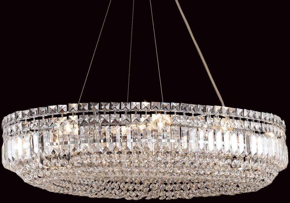 Olovo Chrome Oval 12 Light Strass Crystal Chandelier Within Chrome And Crystal Pendant Lights (View 8 of 15)