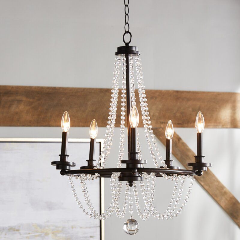 One Allium Way® Byromville 5 – Light Candle Style Wagon Throughout Wagon Wheel Chandeliers (View 9 of 15)