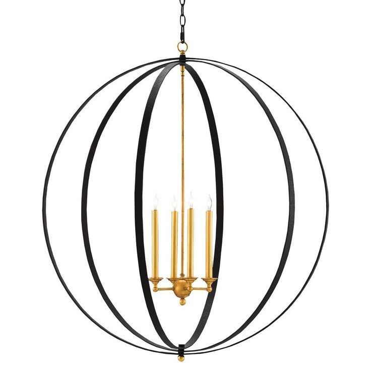 Ostrow Modern Classic Black Gold 4 Light Orb Chandelier Throughout Warm Antique Gold Ring Chandeliers (View 13 of 15)