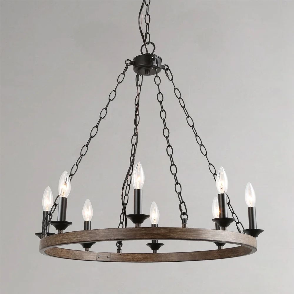 Overstock: Online Shopping – Bedding, Furniture Throughout Wood Ring Modern Wagon Wheel Chandeliers (View 3 of 15)