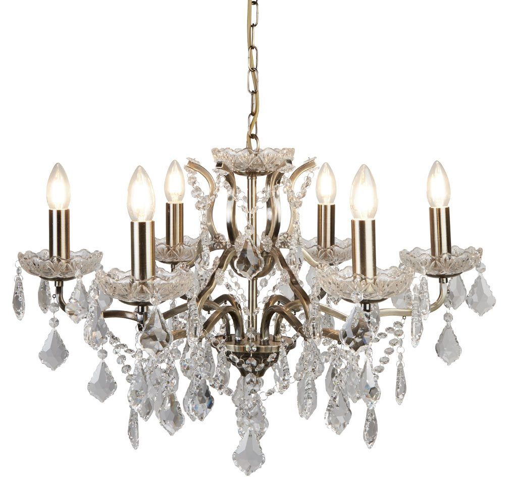 Paris 6 Light Clear Crystal Glass Chandelier Antique Brass For Antique Brass Crystal Chandeliers (Photo 11 of 15)
