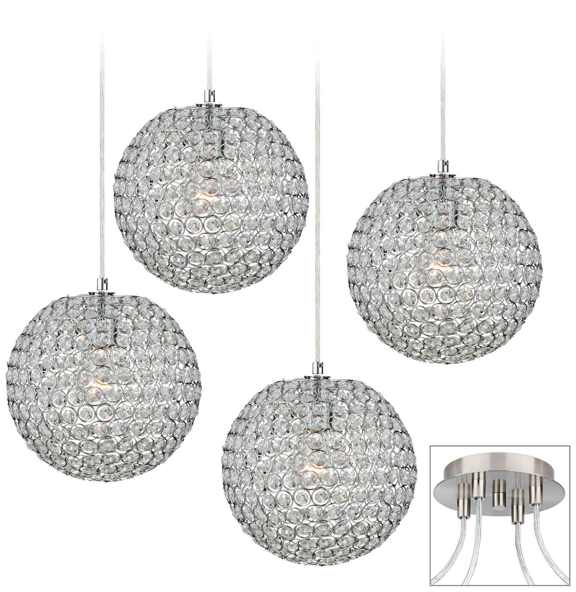 Possini Euro Crystal Beaded Brushed Nickel Swag Chandelier Pertaining To Brushed Nickel Crystal Pendant Lights (View 14 of 15)