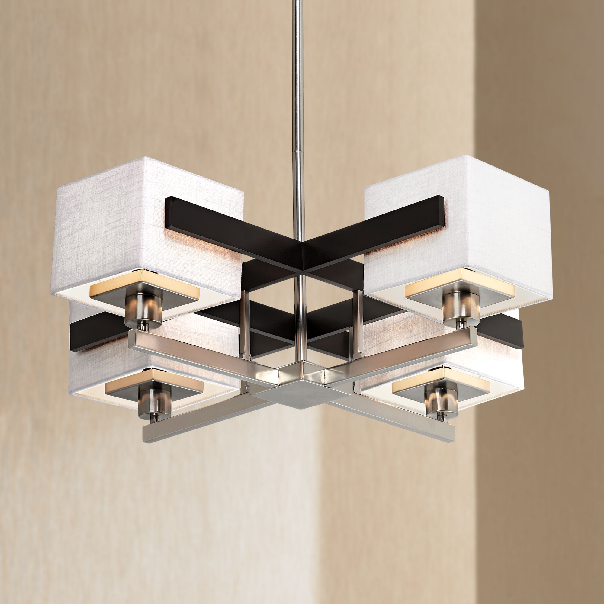 Possini Euro Design Brushed Nickel Pendant Chandelier 28 Intended For Brushed Nickel Modern Chandeliers (View 7 of 15)