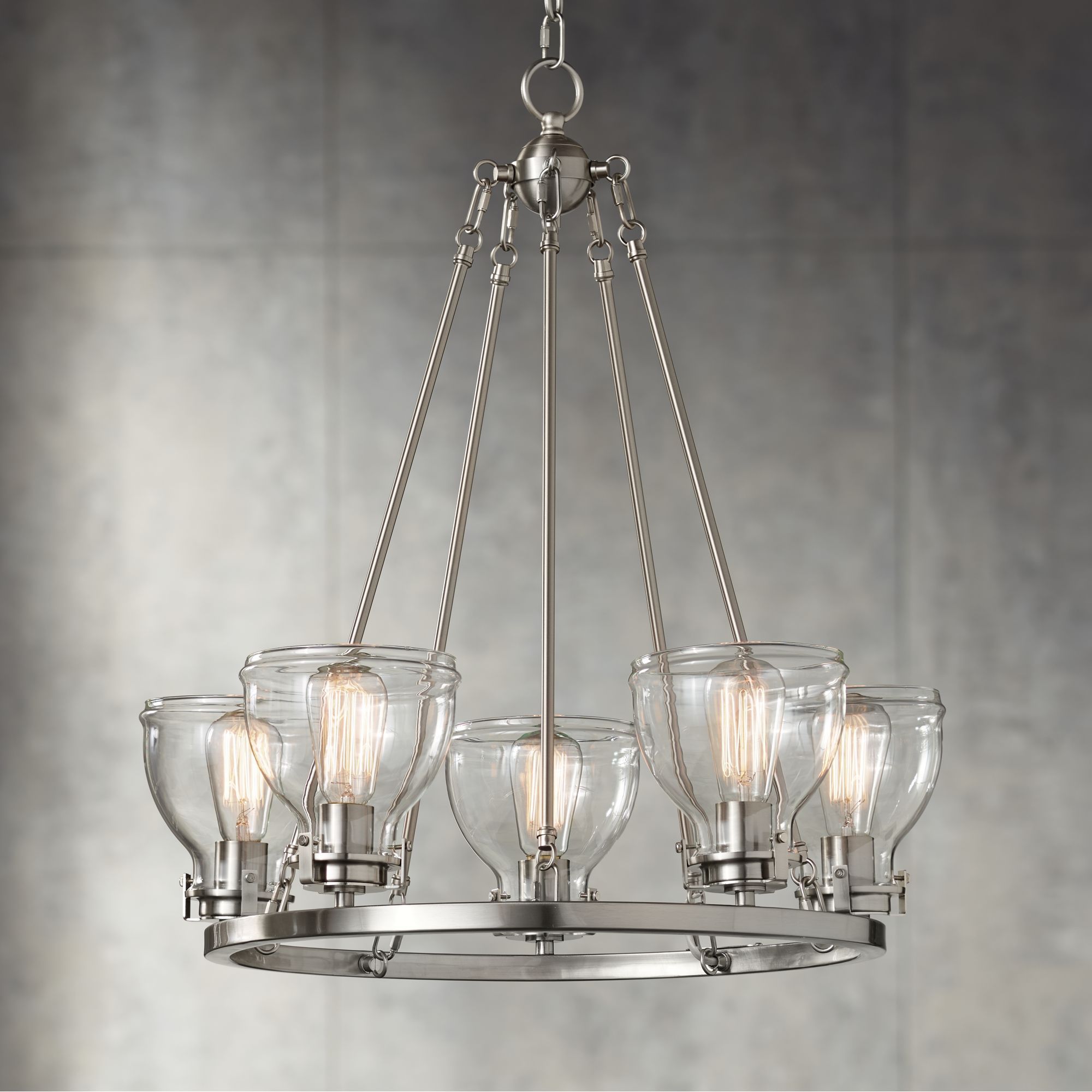 Possini Euro Design Brushed Nickel Round Pendant Within Brushed Nickel Modern Chandeliers (View 12 of 15)