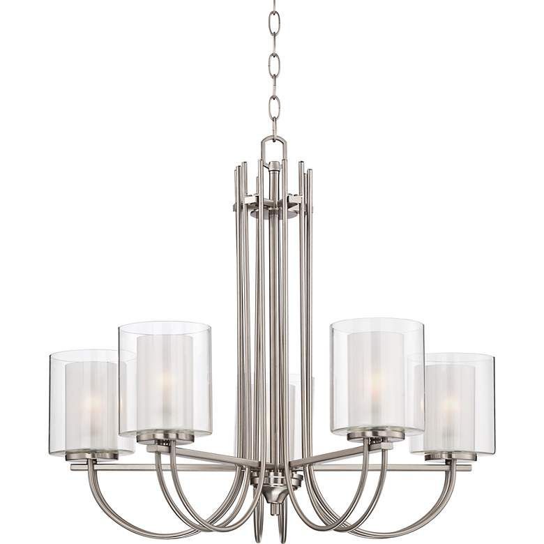 Possini Euro Melody 26 3/4" Wide Brushed Nickel Chandelier Intended For Polished Nickel And Crystal Modern Pendant Lights (View 4 of 15)