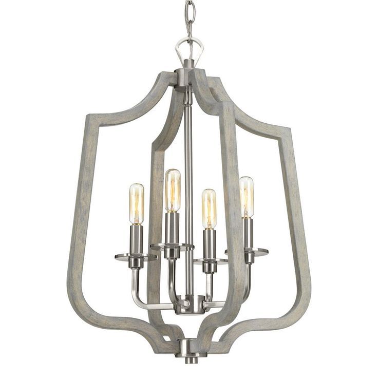Progress Lighting Glenora Collection 4 Light Brushed Intended For Stone Gray And Nickel Chandeliers (View 5 of 15)