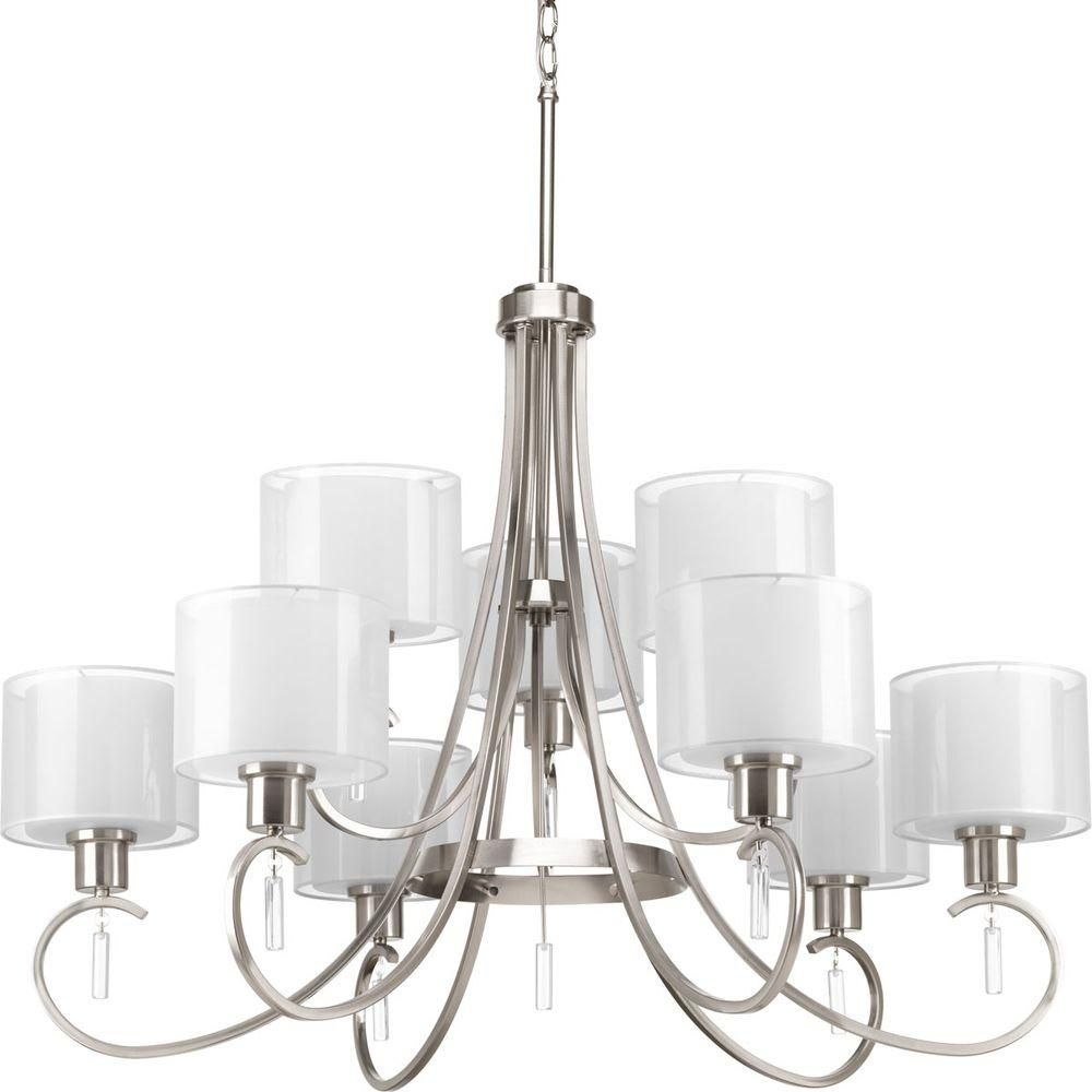 Progress Lighting Invite Collection 9 Light Brushed Nickel With Brushed Nickel Modern Chandeliers (View 5 of 15)