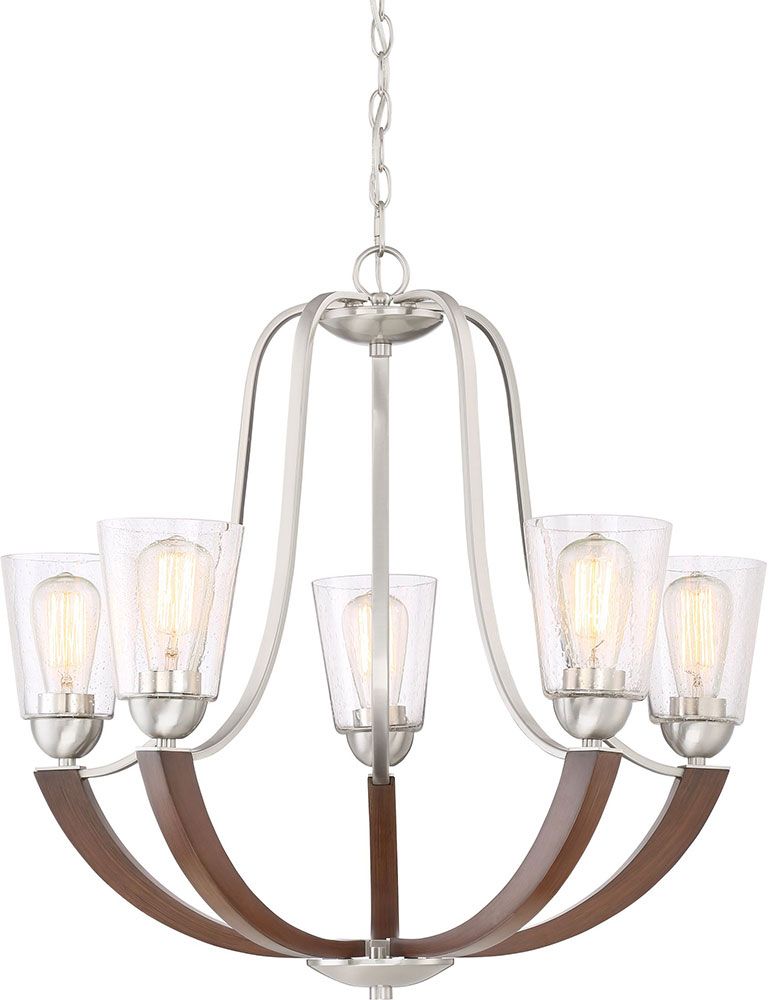 Quoizel He5005bn Holbeck Modern Brushed Nickel Chandelier With Brushed Nickel Metal And Wood Modern Chandeliers (View 4 of 15)