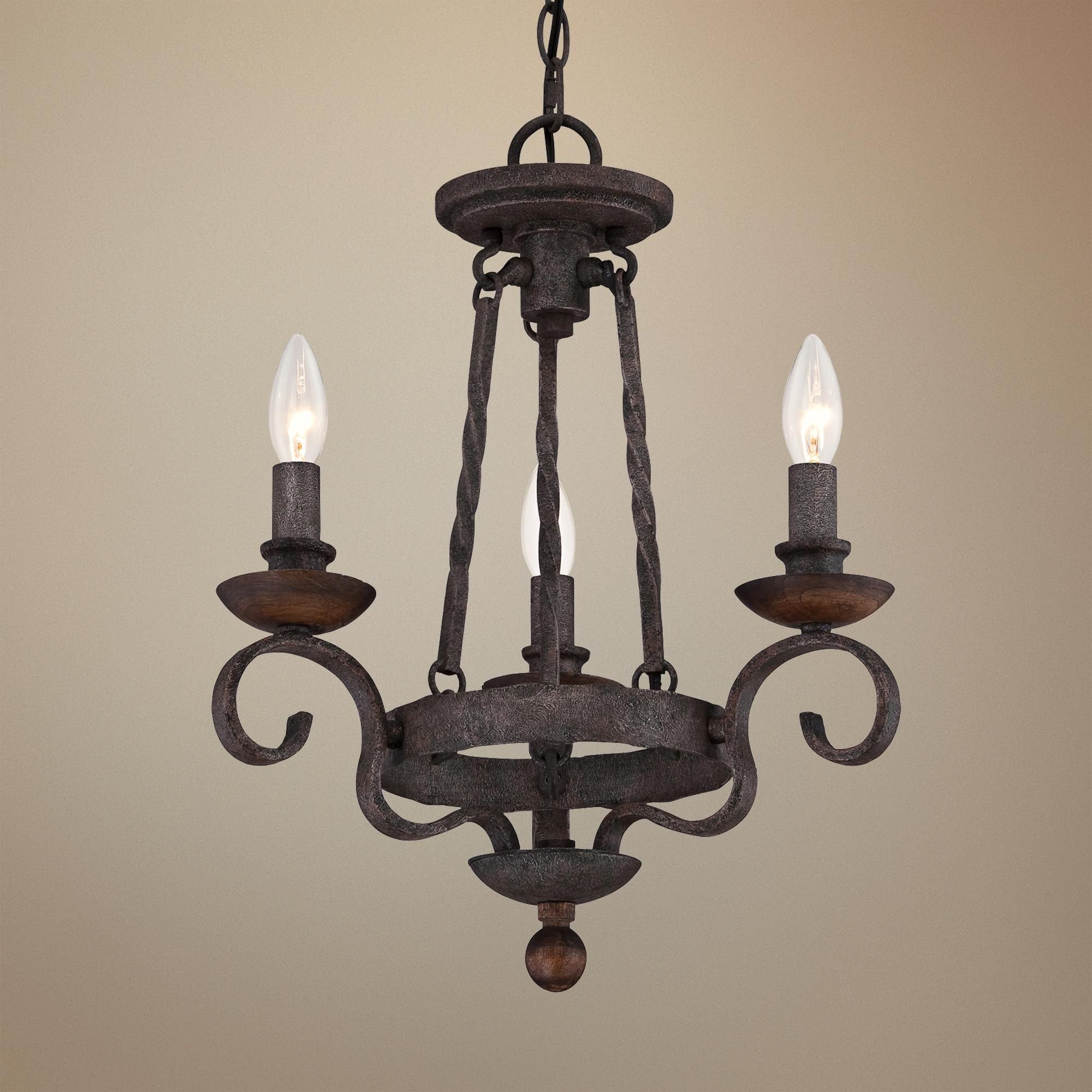 Quoizel Noble 15" Wide Rustic Black Mini Chandelier Intended For Rustic Black Chandeliers (Photo 2 of 15)