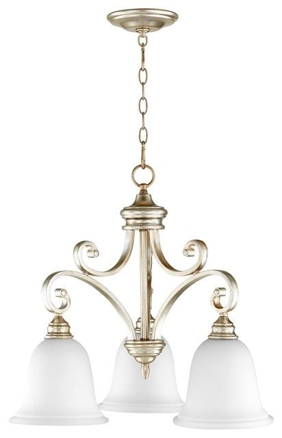 Quorum Bryant 3 Light Nook Chandelier, Aged Silver Leaf Regarding Ornament Aged Silver Chandeliers (View 7 of 15)
