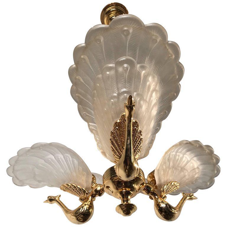 Rare Midcentury Chandelier / Pendant With Golden Bronze Inside Golden Bronze And Ice Glass Pendant Lights (View 8 of 15)