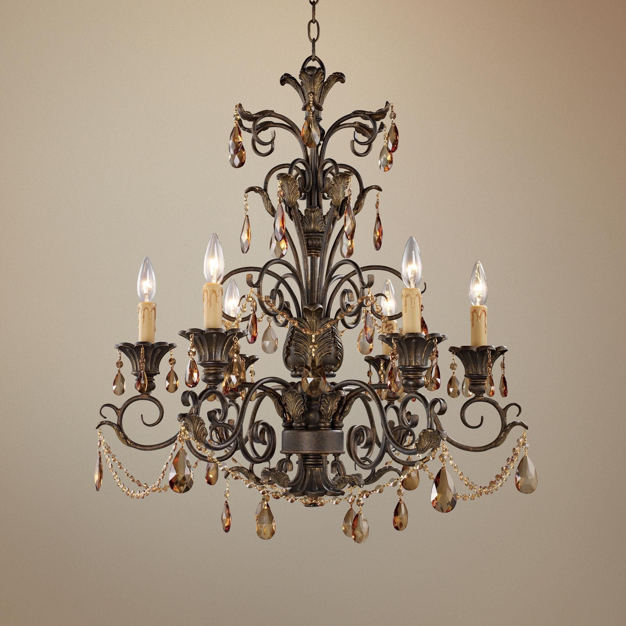 Rochelle Collection 6 Light Chandelier – #61267 | Lamps Regarding Roman Bronze And Crystal Chandeliers (Photo 3 of 15)