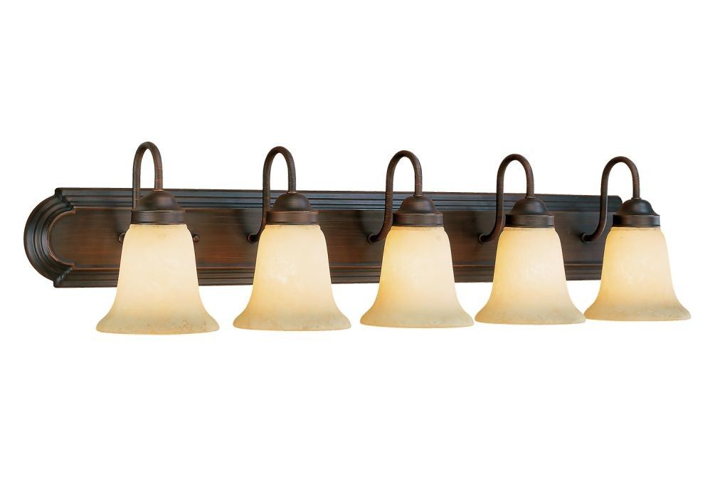 Rubbed Bronze Bathroom Wall Light Scavo Glass 36"wx8"h Throughout Bronze And Scavo Glass Chandeliers (View 12 of 15)