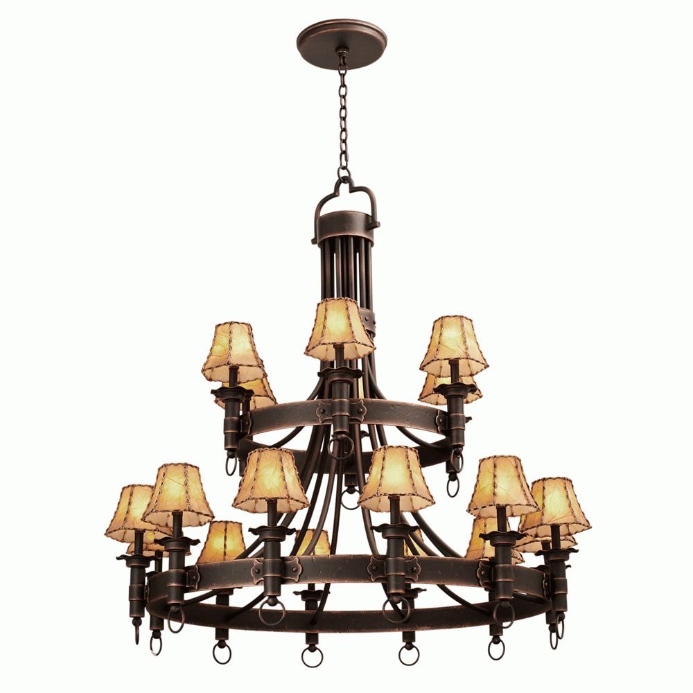 Rustic Chandeliers: Americana Two Tier Chandelier With 18 Throughout Rustic Black Chandeliers (Photo 14 of 15)