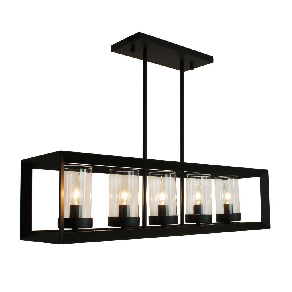 Rustic Kitchen Island Rectangular Pendant Chandelier With Black And Gold Kitchen Island Light Pendant (View 7 of 15)