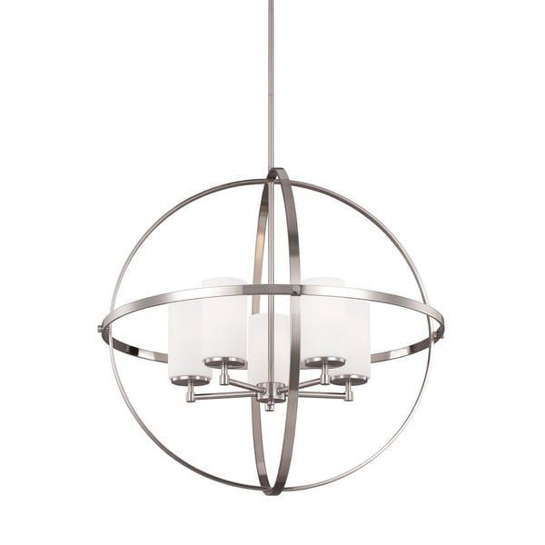 Shop Sea Gull Alturas 5 Lights Brushed Nickel Chandelier Within Brushed Nickel Metal And Wood Modern Chandeliers (View 10 of 15)
