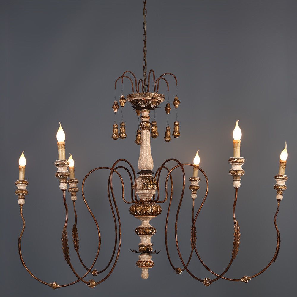 Spectacular French Candle Style Chandelier Lamps Ceiling For Antique Gold Pendant Lights (Photo 13 of 15)