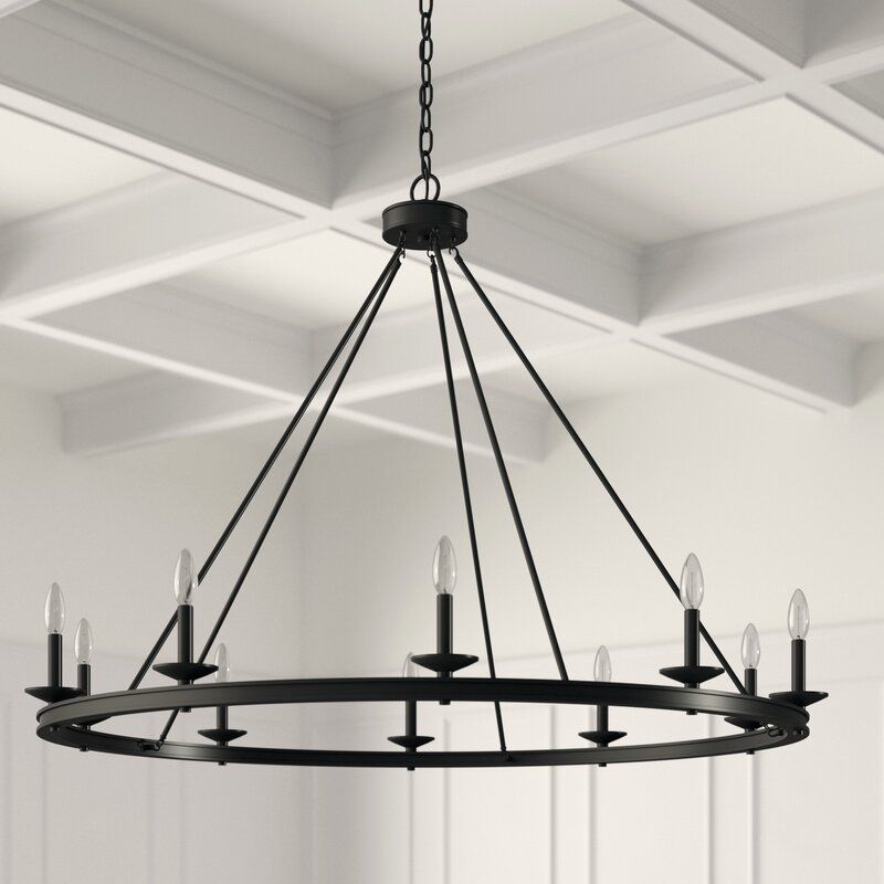 Staci 10 – Light Candle Style Wagon Wheel Chandelier Intended For Brass Wagon Wheel Chandeliers (View 4 of 15)