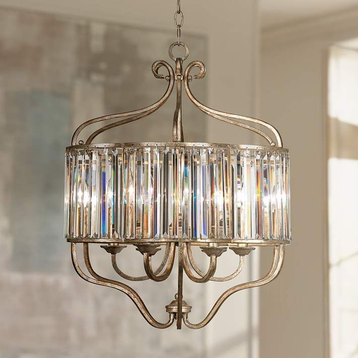 Stella 22" Wide Soft Silver 6 Light Crystal Chandelier – # Pertaining To Soft Gold Crystal Chandeliers (Photo 9 of 15)