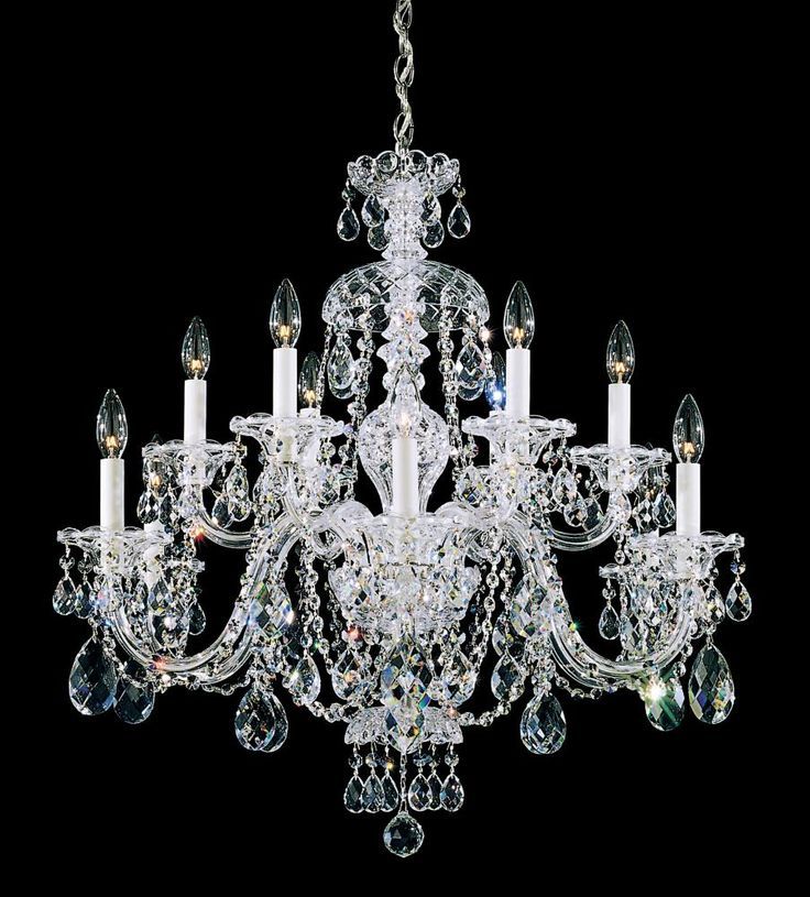 Sterling 12 Light 110v Chandelier In Silver With Clear Intended For Heritage Crystal Chandeliers (View 3 of 15)