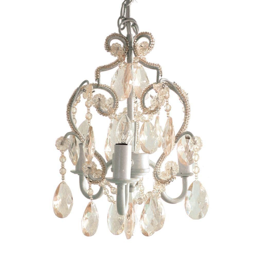 Tadpoles 3 Light White Diamond Mini Chandelier Cchapl010 With Walnut And Crystal Small Mini Chandeliers (View 7 of 15)
