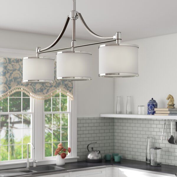 The Latitude Run Gladys 3 Light Billiard Chandelier In With Regard To Gray And Nickel Kitchen Island Light Pendants Lights (View 12 of 15)
