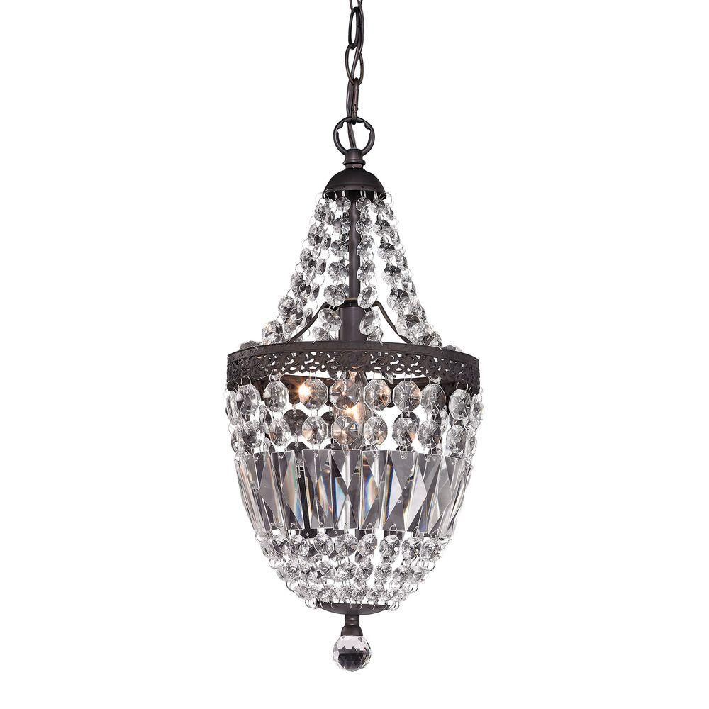 Titan Lighting 1 Light Dark Bronze And Clear Mini Pertaining To Walnut And Crystal Small Mini Chandeliers (View 6 of 15)