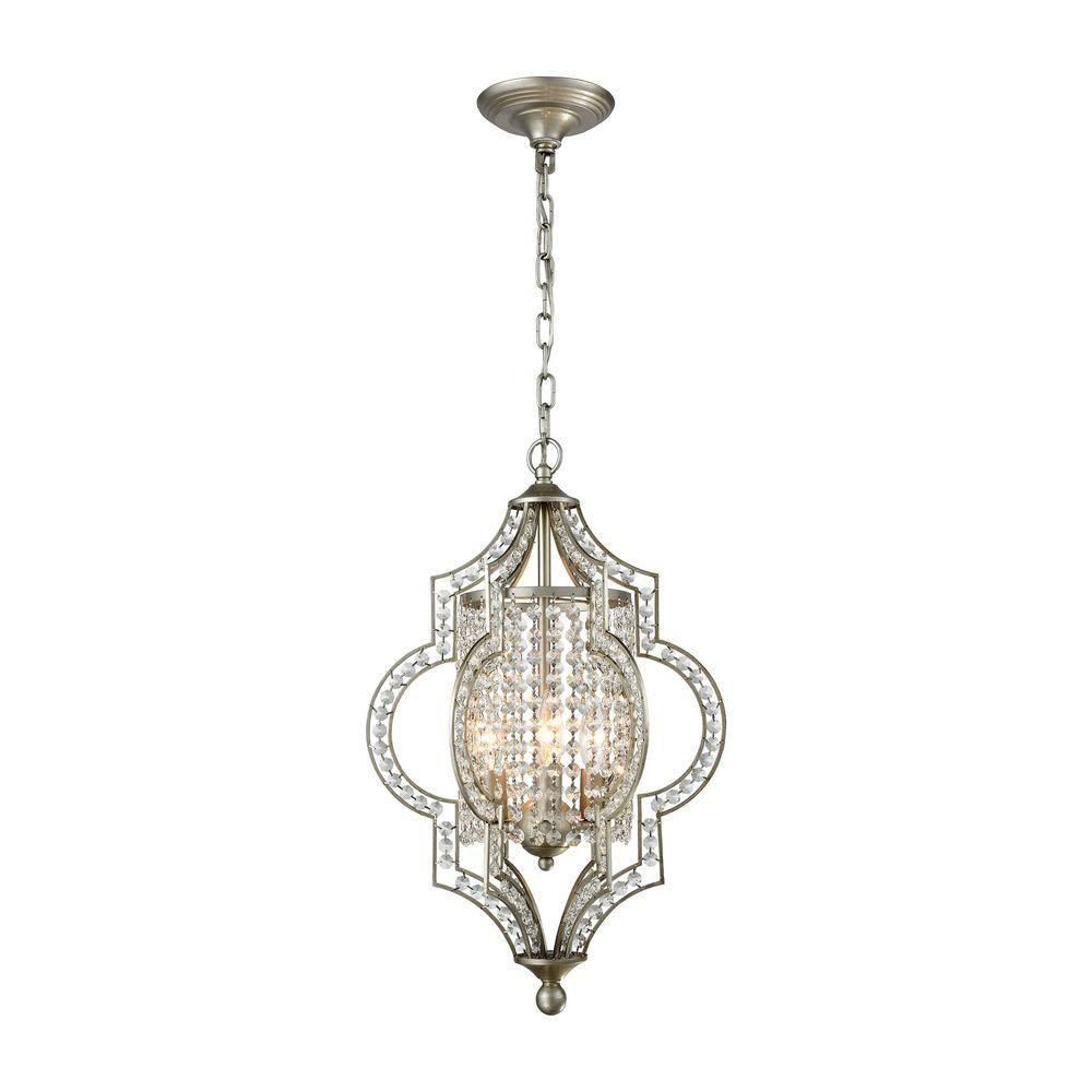 Titan Lighting Gabrielle 3 Light Aged Silver Led With Ornament Aged Silver Chandeliers (View 6 of 15)