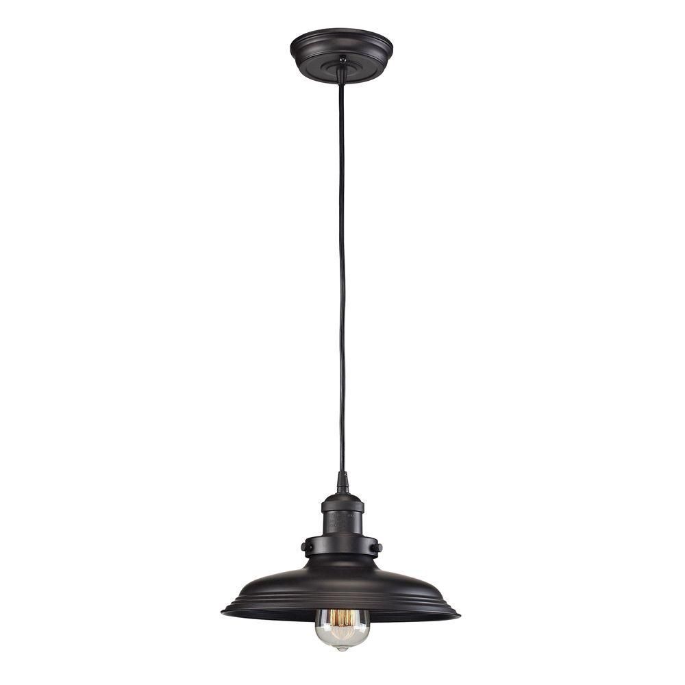 Titan Lighting Port Lincoln Collection 1 Light Oil Rubbed Within Textured Glass And Oil Rubbed Bronze Metal Pendant Lights (Photo 4 of 15)