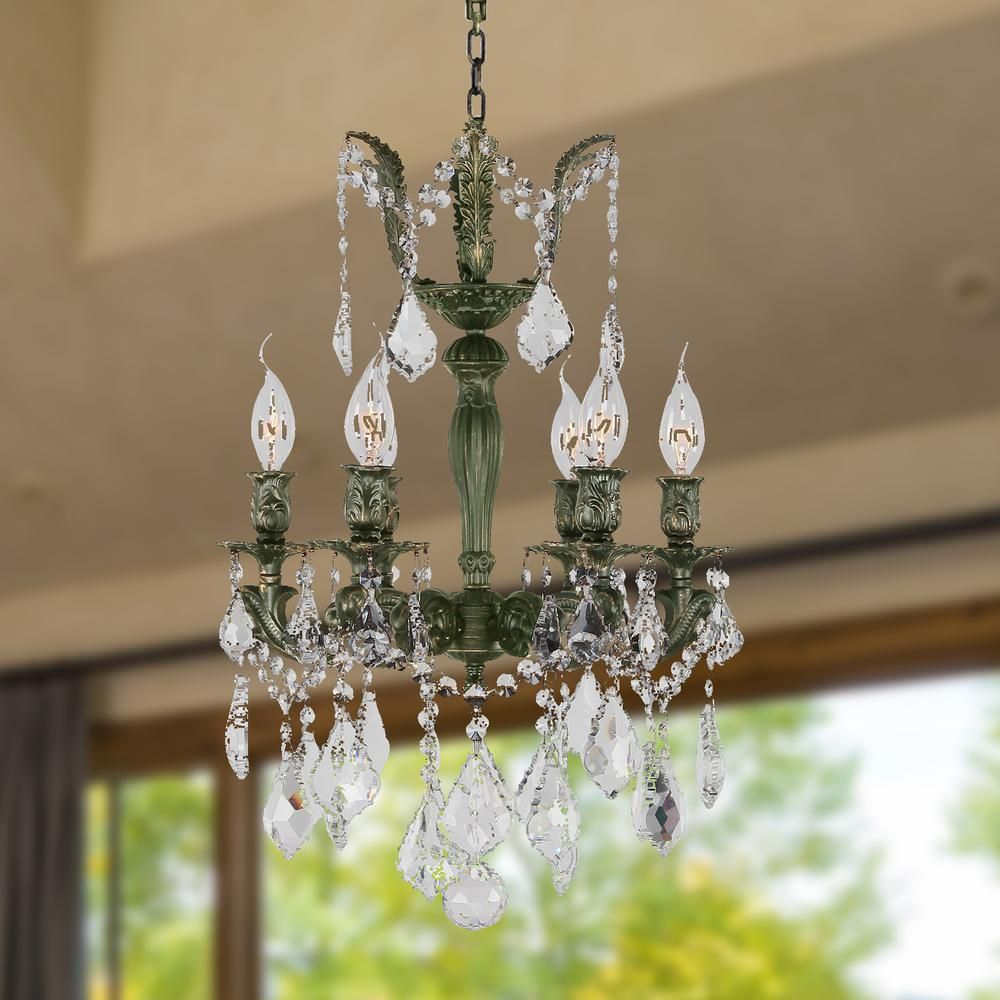 Versailles 6 Light Antique Bronze Finish And Clear Crystal Intended For Antique Brass Crystal Chandeliers (View 6 of 15)