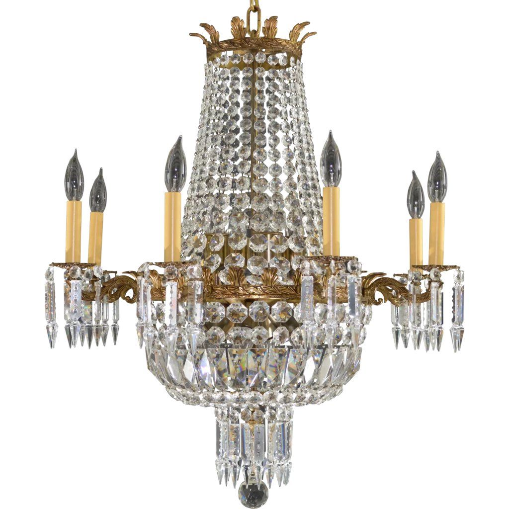 Vintage French Brass & Crystal Chandelier – 16 Lights Within Antique Brass Crystal Chandeliers (View 8 of 15)