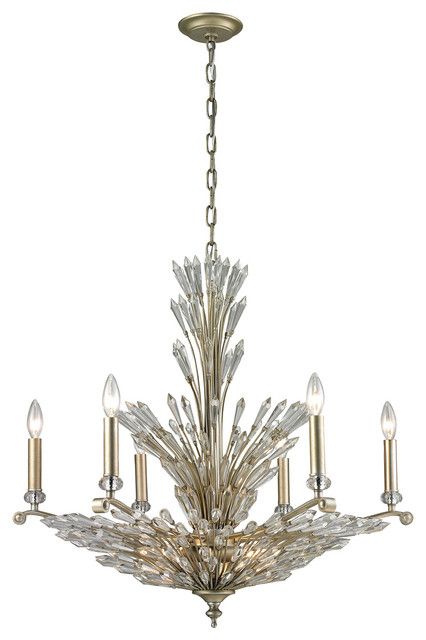 Viva Natura 9 Light Chandelier, Aged Silver – Traditional With Ornament Aged Silver Chandeliers (View 9 of 15)