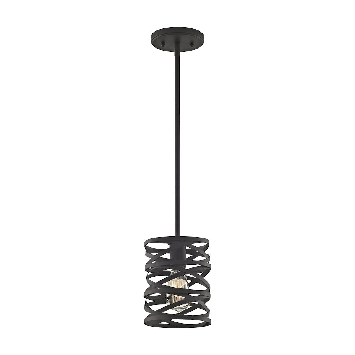 Vorticy 1 Light Mini Pendant In Oil Rubbed Bronze With In Textured Glass And Oil Rubbed Bronze Metal Pendant Lights (View 5 of 15)