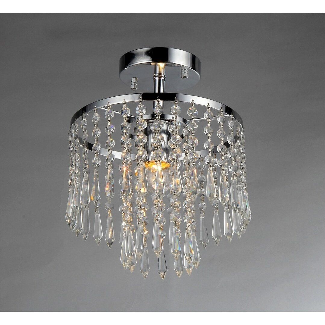 Warehouse Of Tiffany Seek 1 Light Mini Crystal Chandelier In Walnut And Crystal Small Mini Chandeliers (Photo 10 of 15)