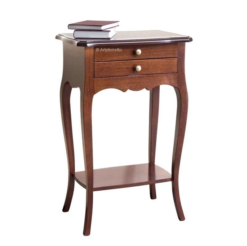 2 Drawer Side Table In Wood – Ferrettohome With Regard To 2 Drawer Oval Coffee Tables (Photo 7 of 15)