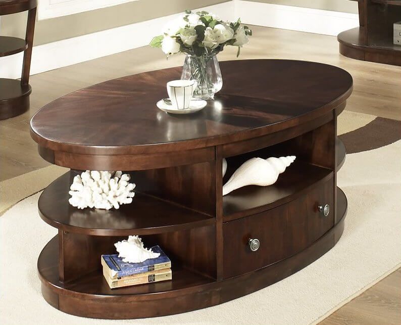 20 Top Wooden Oval Coffee Tables In Espresso Wood Storage Coffee Tables (View 9 of 15)