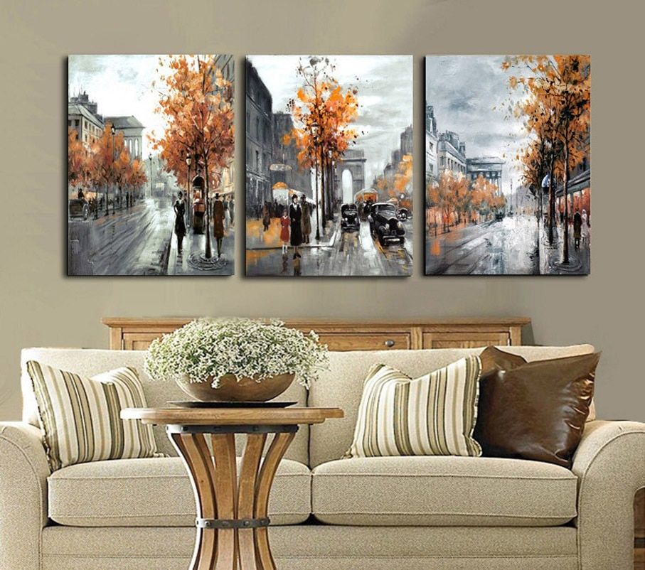 3 Piece Abstract Paintings Canvas Art Framed Field Street In Modern Framed Art Prints (Photo 4 of 15)