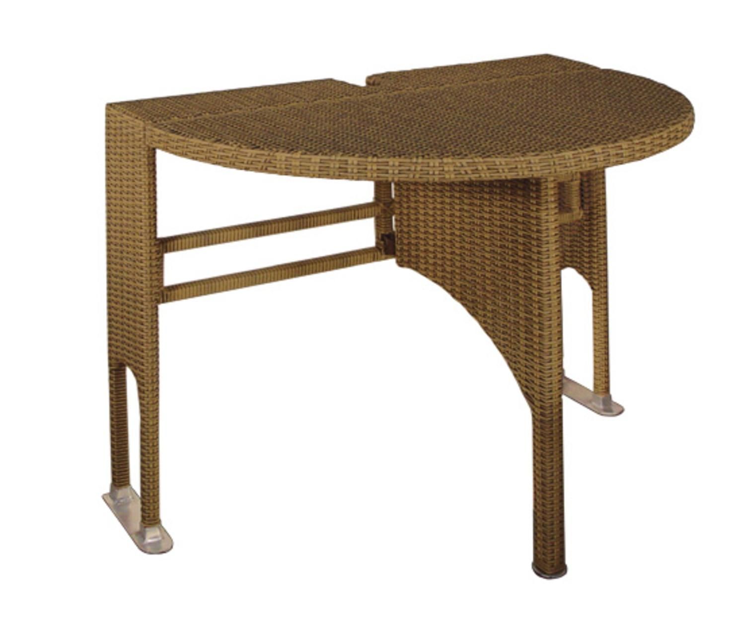 36" Half Round Drop Leaf Gate Leg Coffee Wicker Table In Leaf Round Coffee Tables (View 11 of 15)