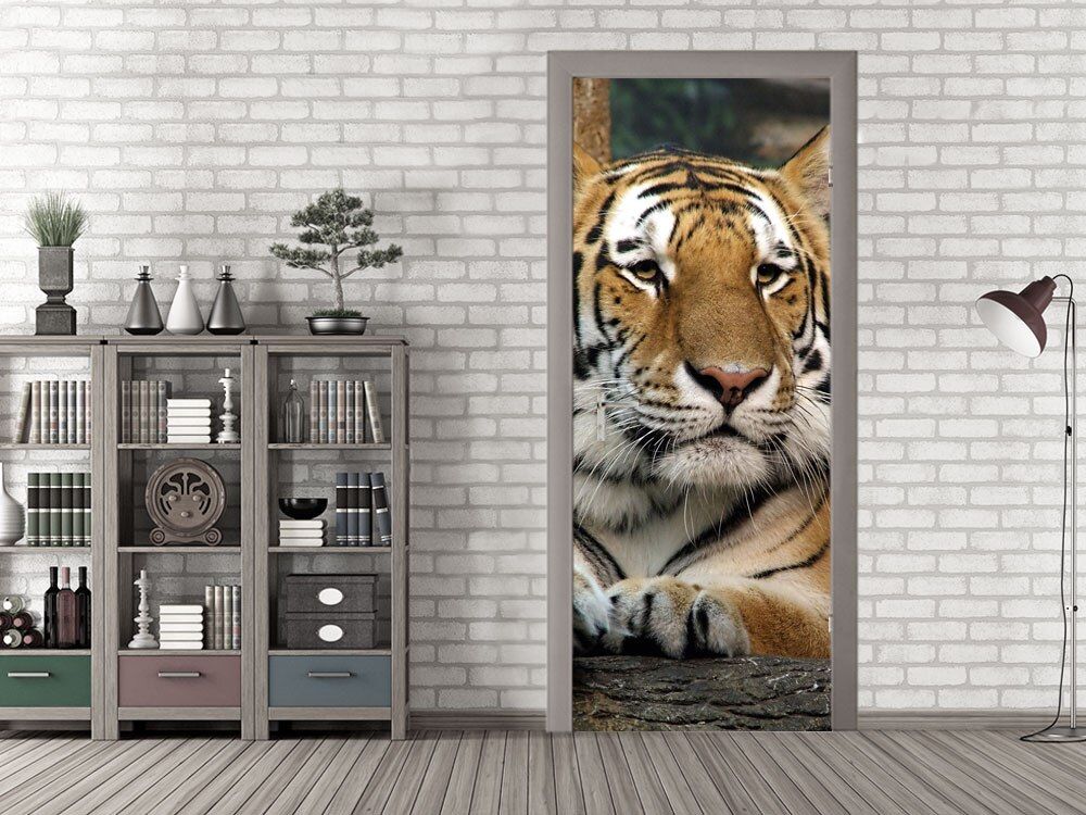 3d Animal Tiger Art Door Mural Wallpaper Wall Sticker For Tiger Wall Art (View 15 of 15)