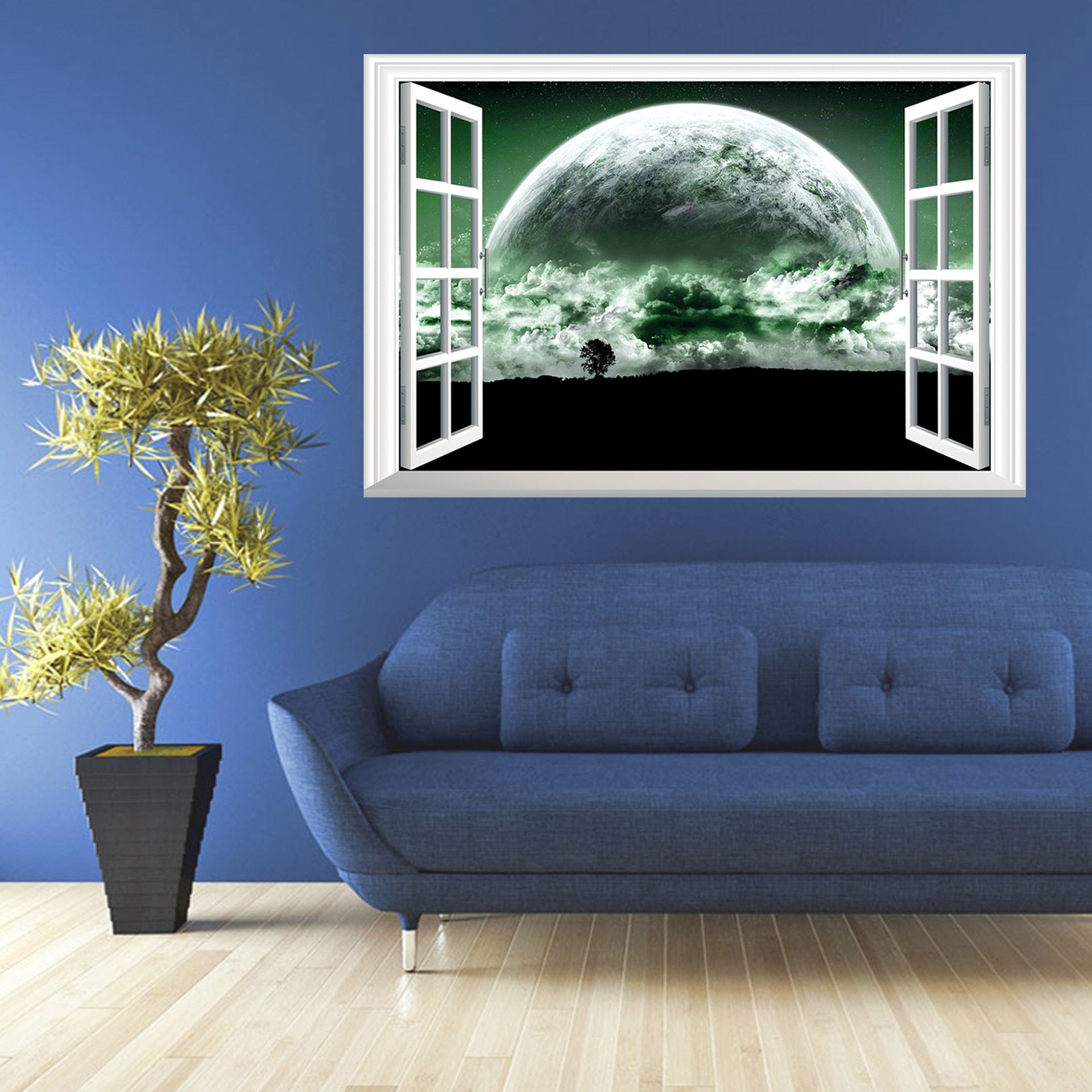 3d Galaxy Wall Sticker Outer Space Planet Stickers For Stripes Wall Art (View 4 of 15)