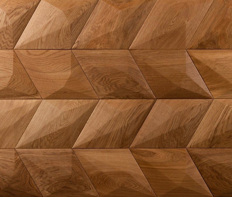 3d Wood Panel Diamond Wall Panel Oak & Walnut Wall Art Throughout Oak Wood Wall Art (View 1 of 15)