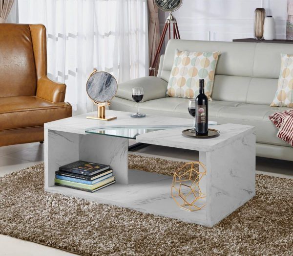 51 Marble And Faux Marble Coffee Tables That Define Intended For Faux White Marble And Metal Coffee Tables (View 14 of 15)