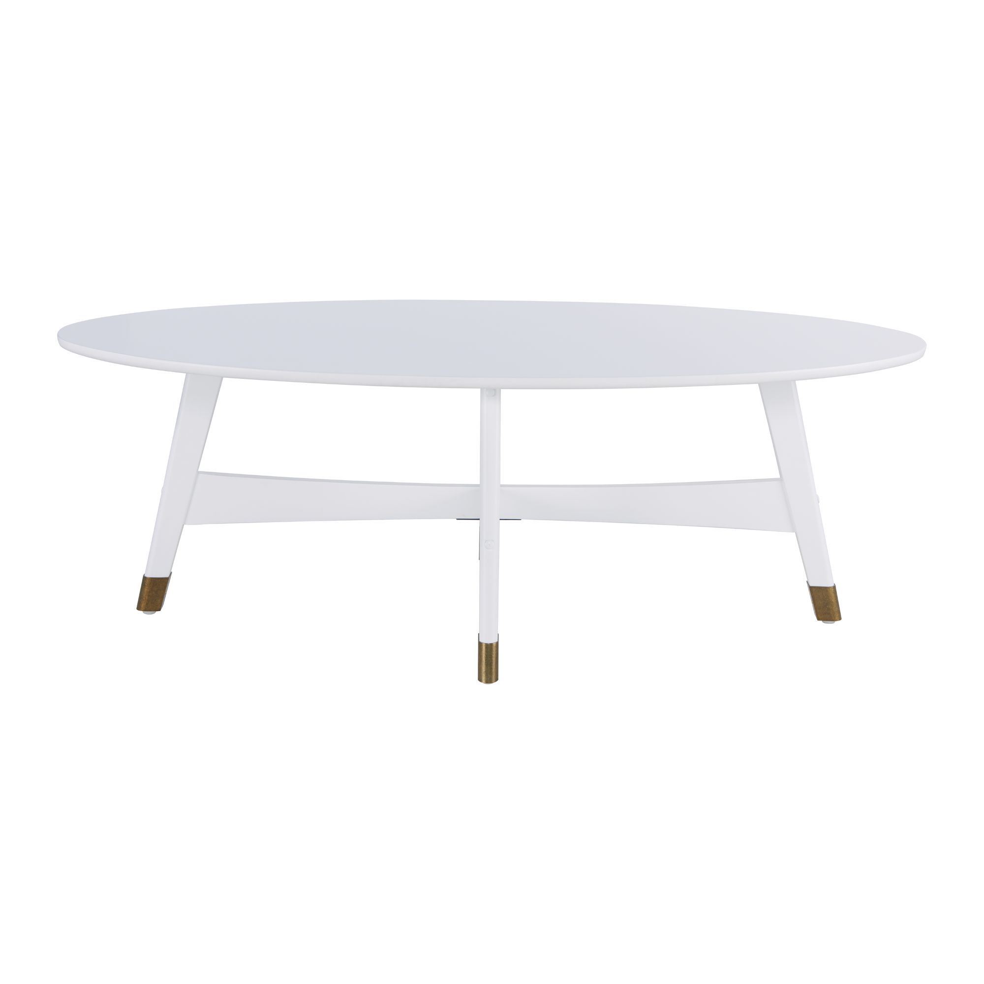 52" White And Gold Solid Oval Cocktail Table With Metal For Gold Cocktail Tables (Photo 9 of 15)