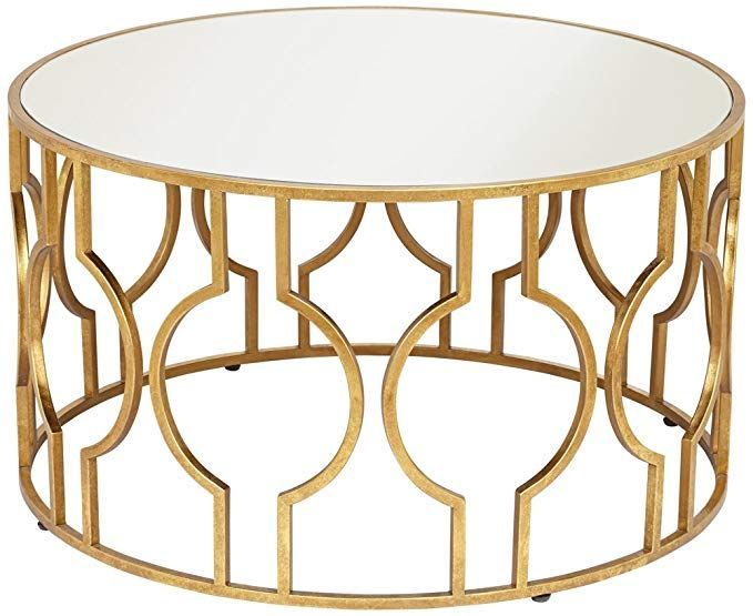55 Downing Street Fara Antique Gold Leaf Round Coffee Regarding Antique Gold And Glass Coffee Tables (Photo 11 of 15)