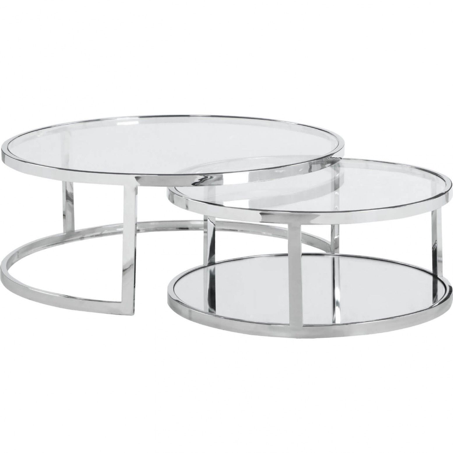 5509 35 Round Nesting Cocktail Table, Clear/polished With Polished Chrome Round Cocktail Tables (Photo 9 of 15)