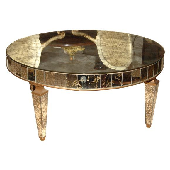 A 1950's Round Mirrored Cocktail Table At 1stdibs For Mirrored Cocktail Tables (View 14 of 15)
