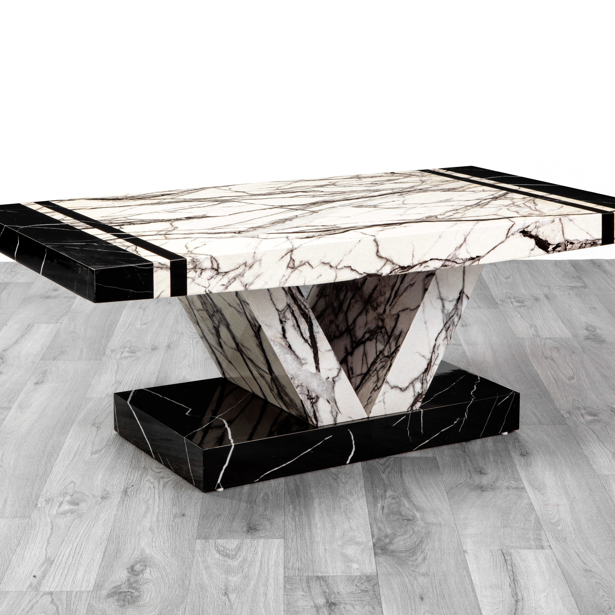 Aberdeen Marble Look Finish Coffee Table Black & White Throughout Black And White Coffee Tables (View 9 of 15)